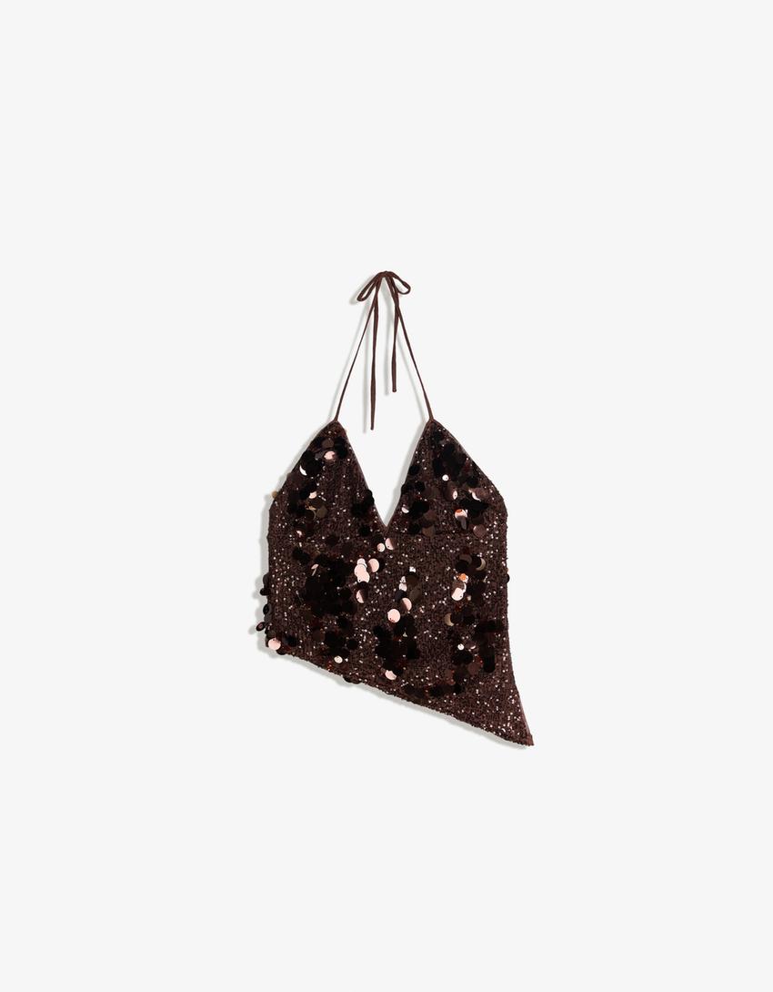 Cocoa Night Asym Sequin Top