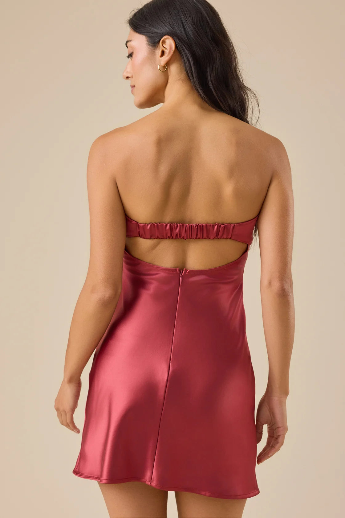 Terracotta Glow Satin Mini Dress