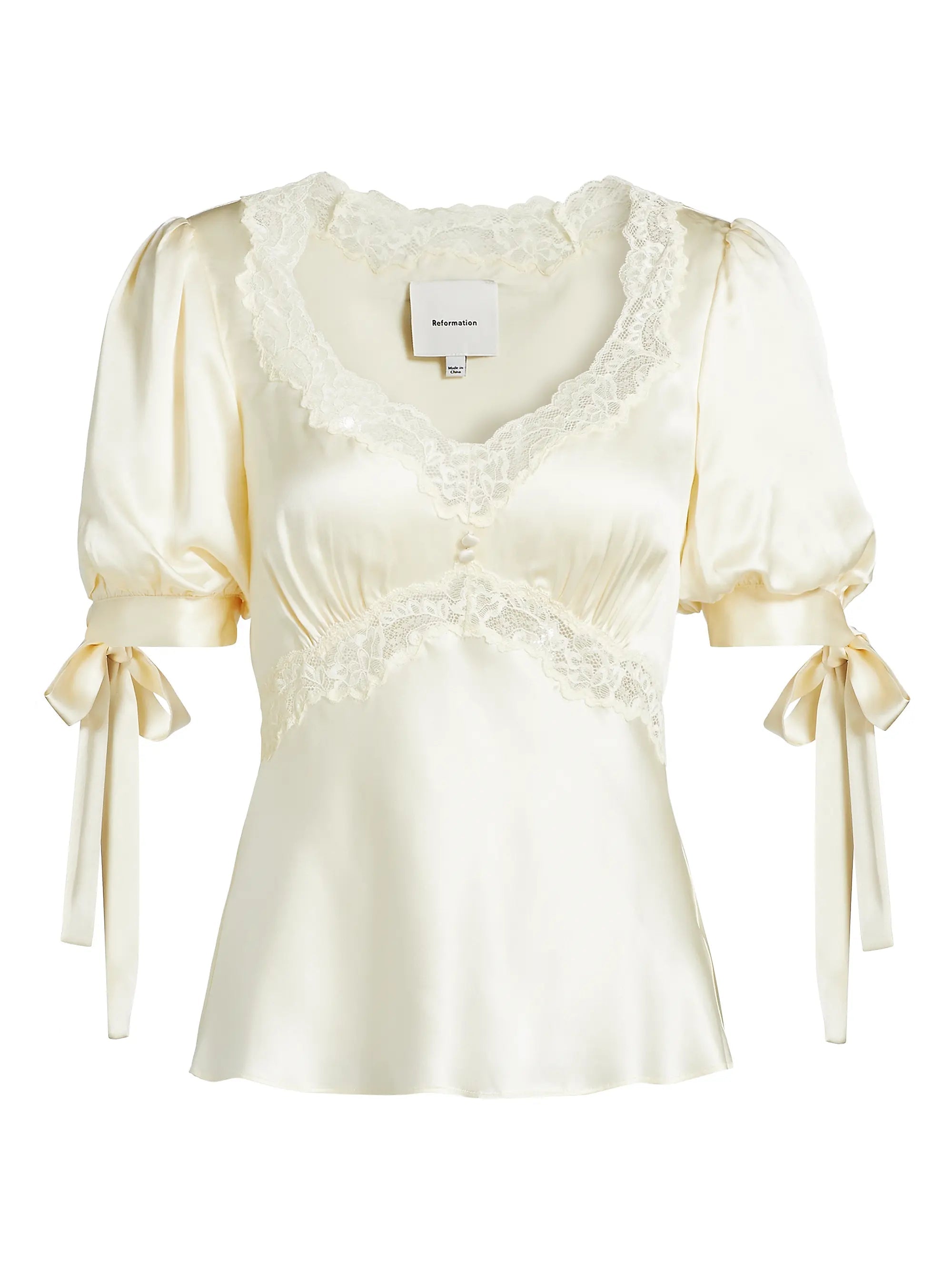 Champagne Lace Satin Top