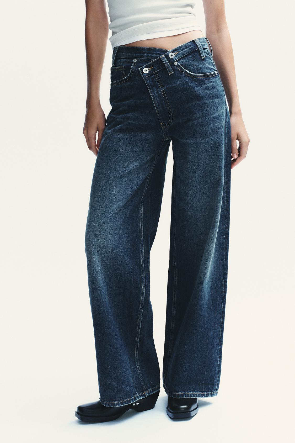 Vintage Wash Wide-Leg Denim Pants
