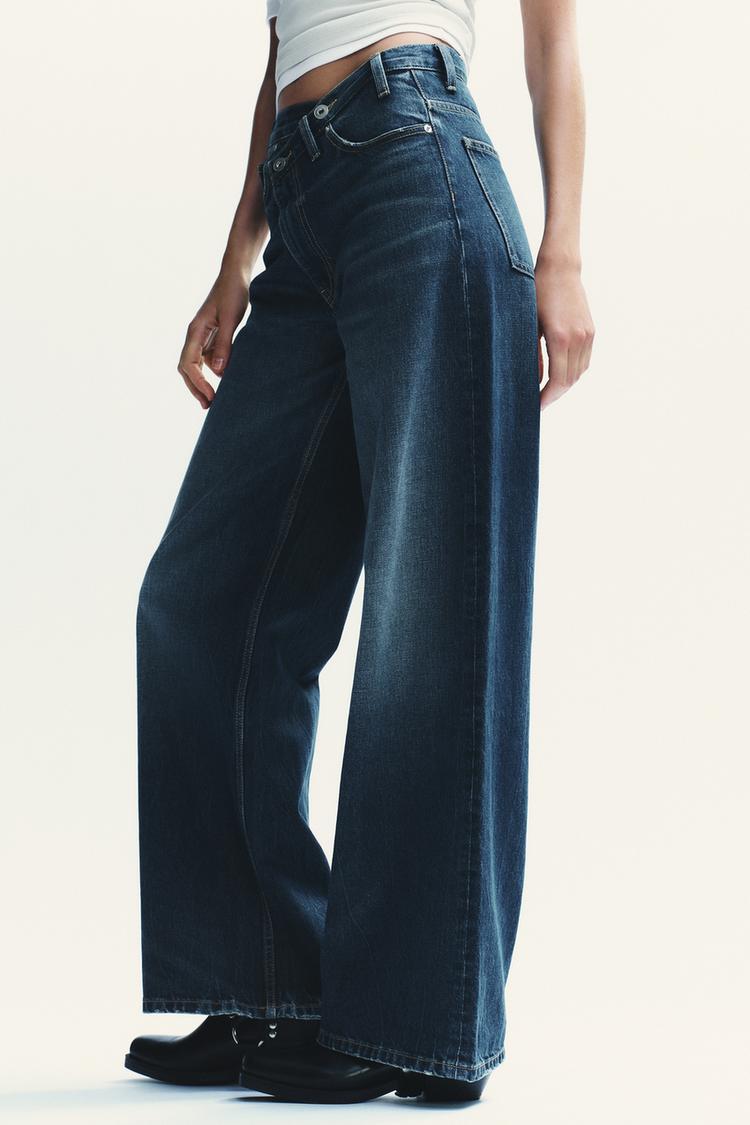 Vintage Wash Wide-Leg Denim Pants