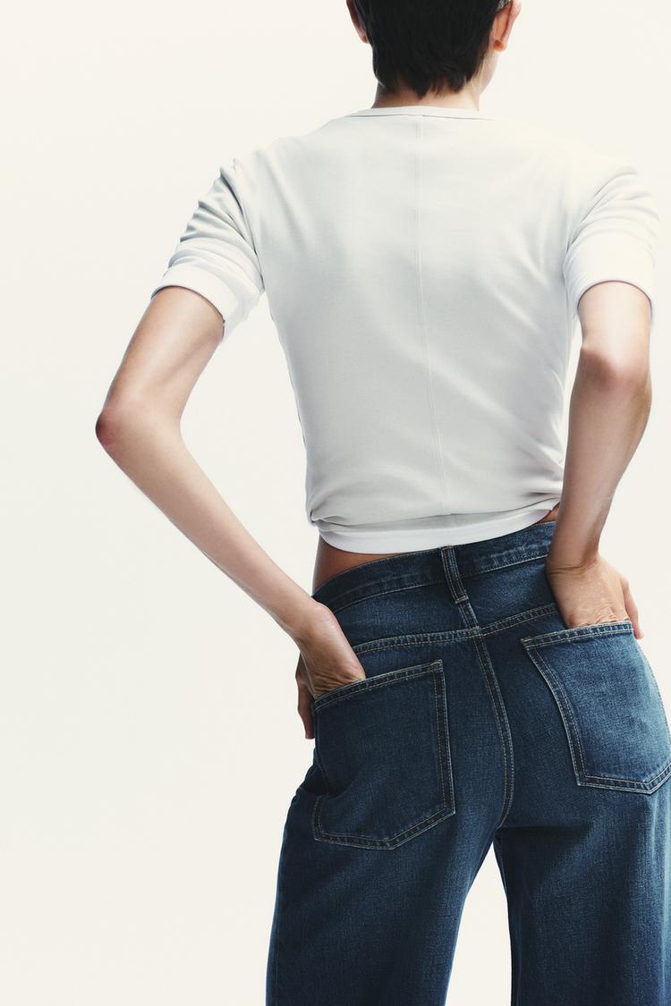 Vintage Wash Wide-Leg Denim Pants