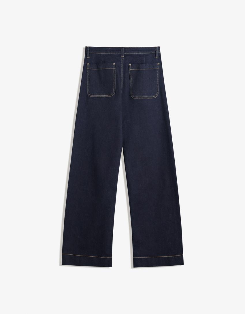 Indigo Ease Wide Flare Jeans