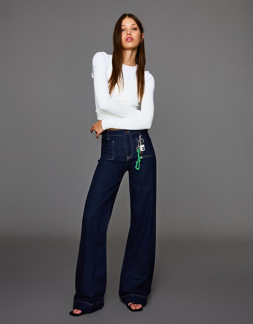 Indigo Ease Wide Flare Jeans