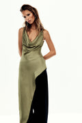 Olive Draped Elegance Top