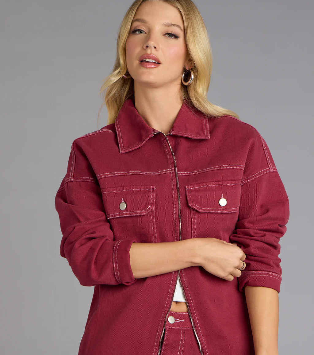 Crimson Denim Romance Jacket