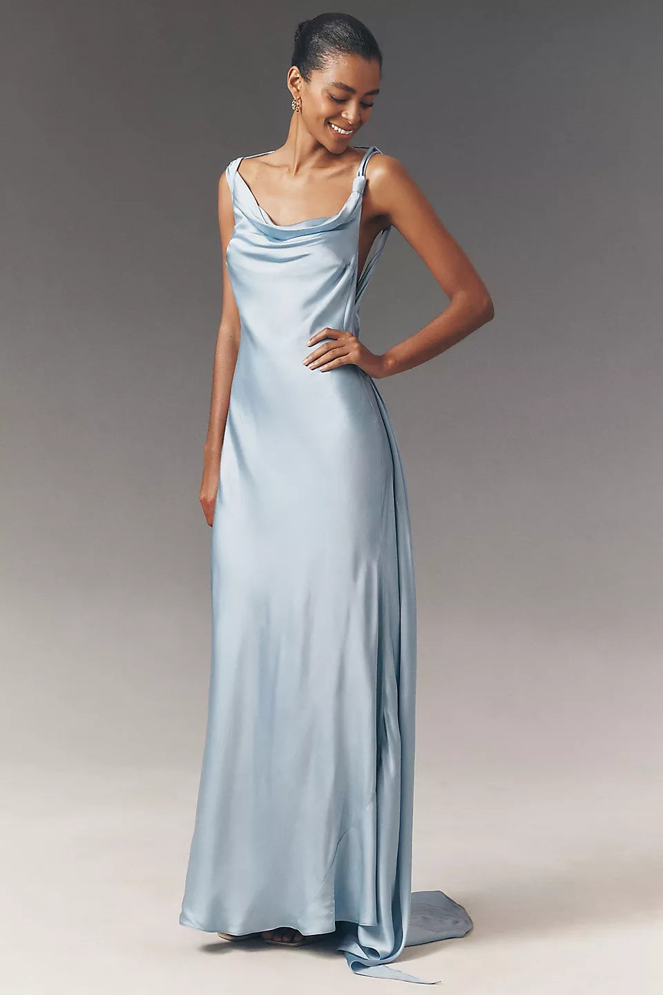 Draped Open-Back Maxi Dress
