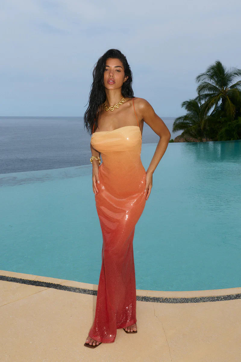 Sunset Ember Sequin Gown