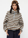 Multi-Color Stripe Sherpa Jacket