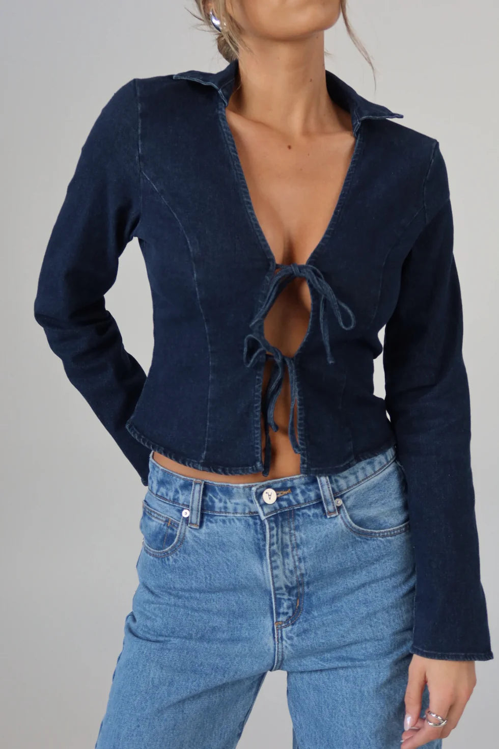 Denim Love Letter Tie Top