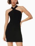 Midnight Halo Halter Mini Dress