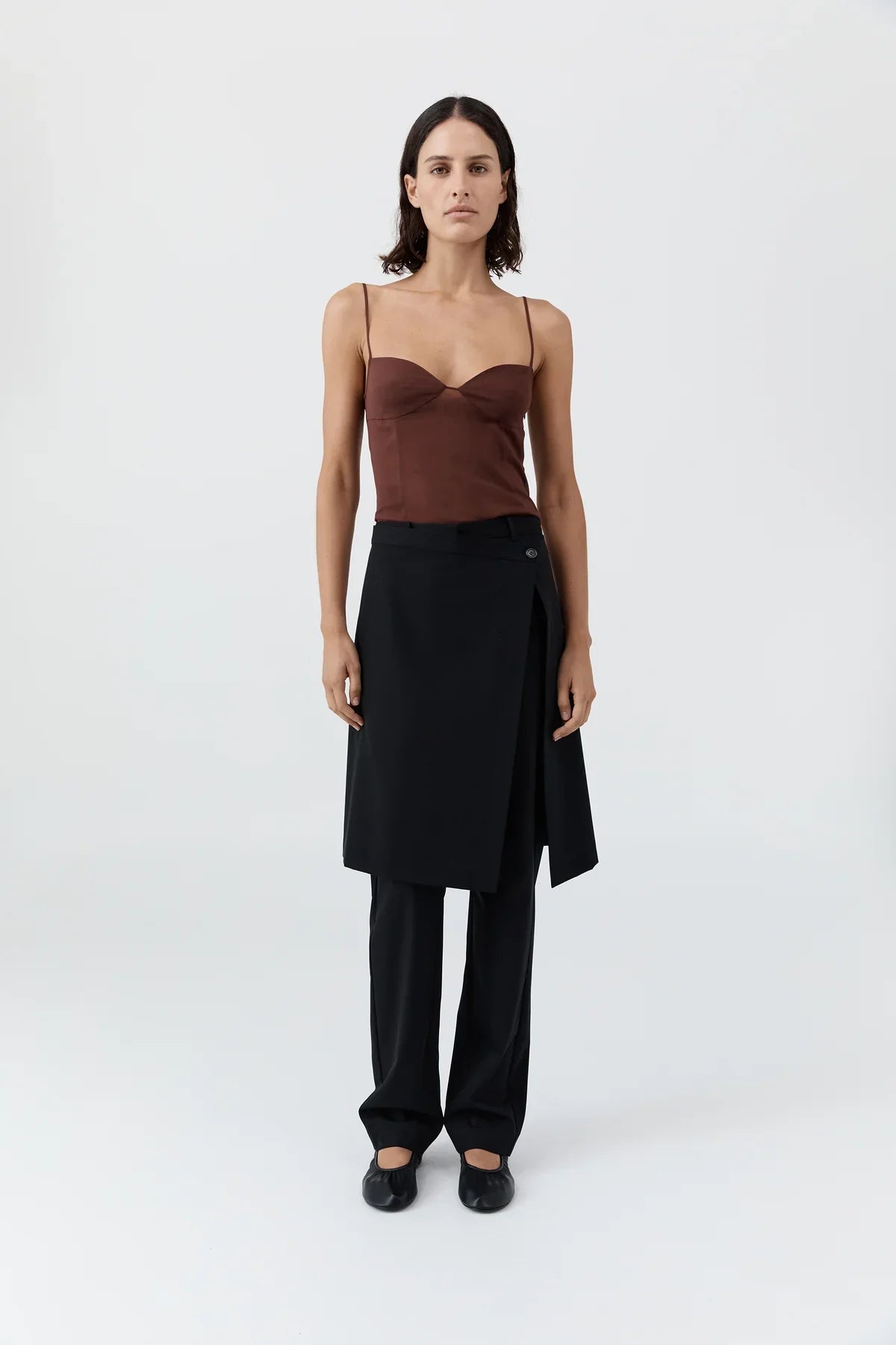Brown Sheer Cami Crop Top