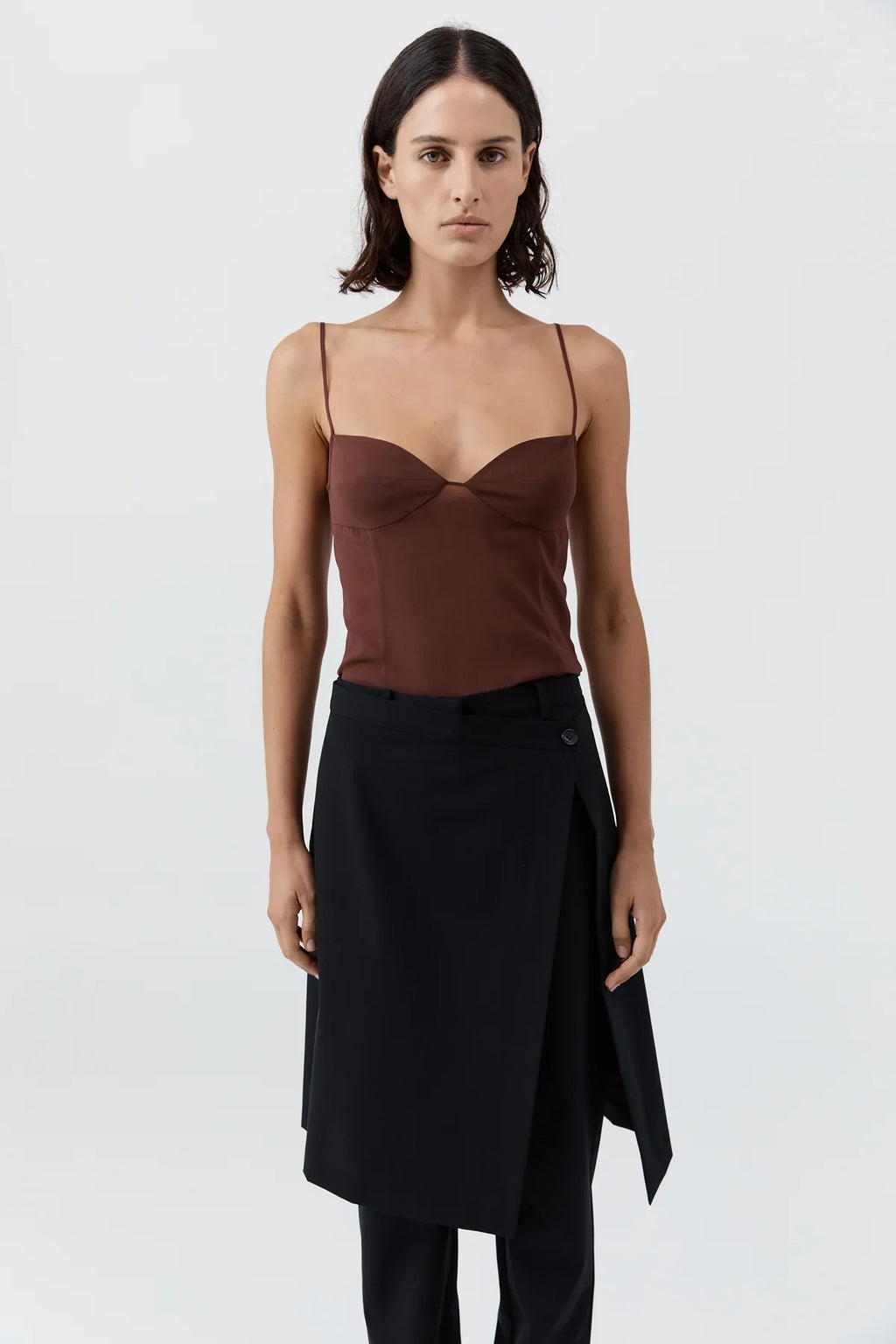 Brown Sheer Cami Crop Top