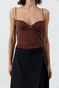 Brown Sheer Cami Crop Top