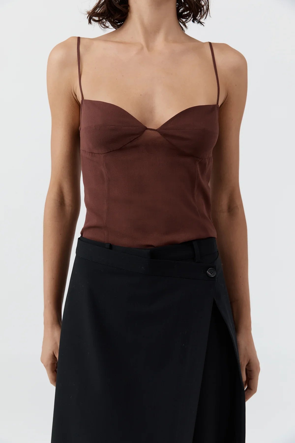 Brown Sheer Cami Crop Top