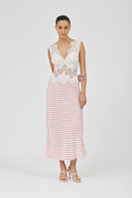 Visions Lace Deep V Maxi Dress - Red Polka Dot