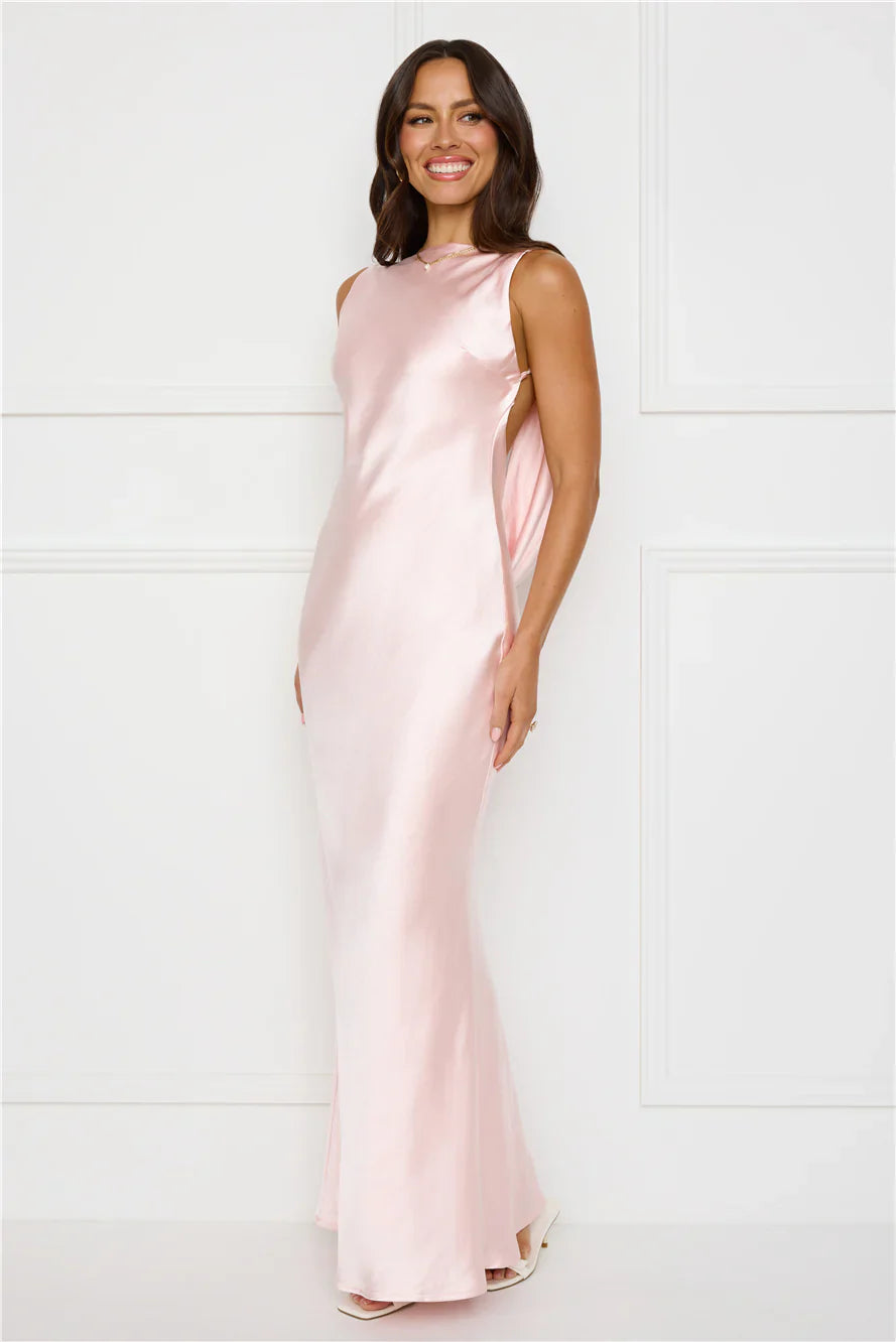 Blush Satin Siren Maxi Dress