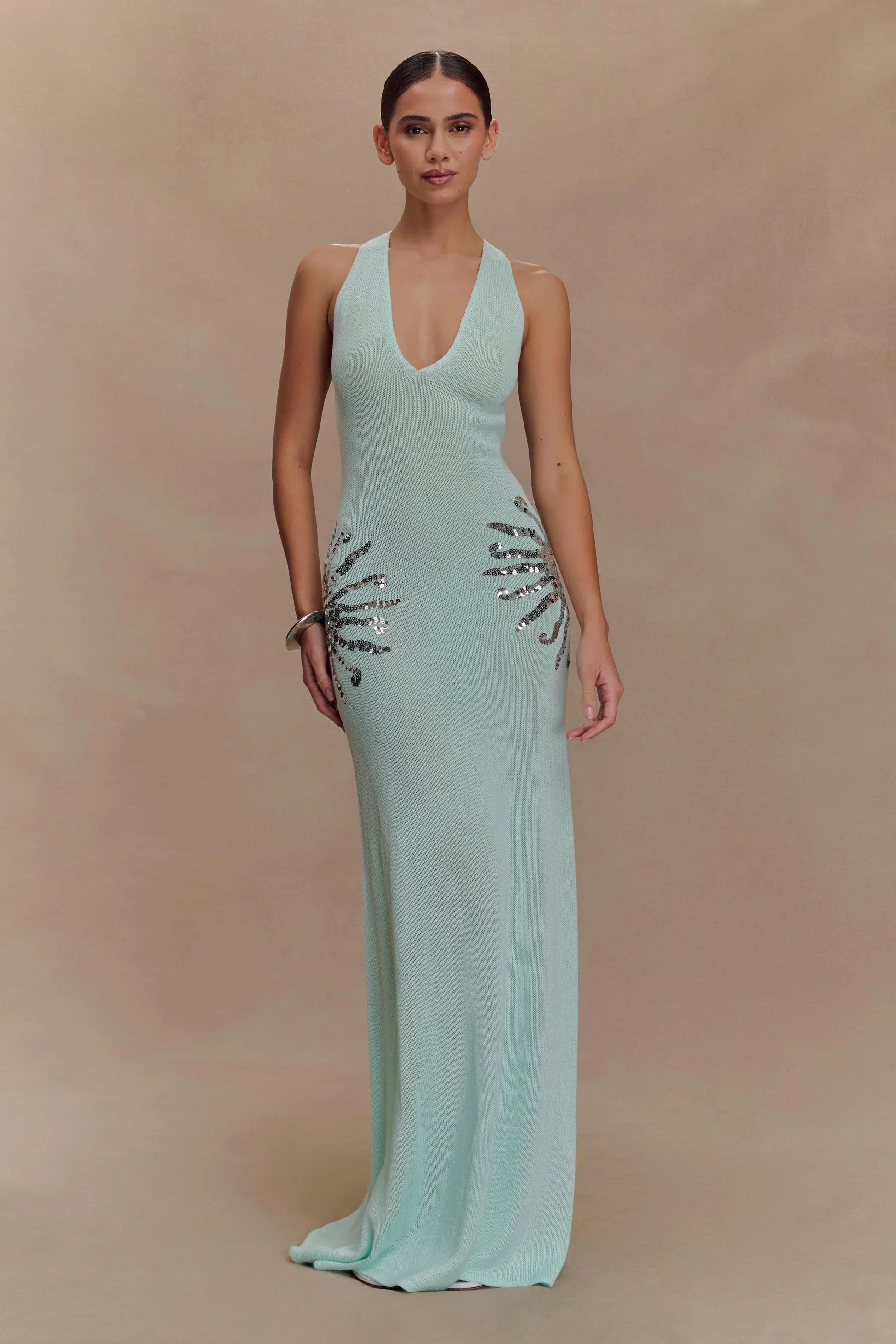 Azure Bloom Knit Gown