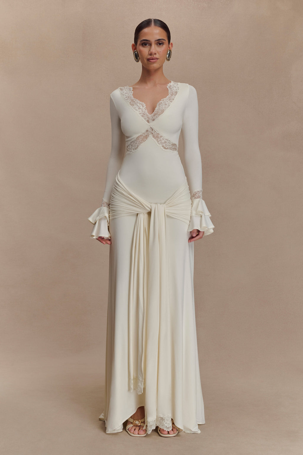Slinky Lace Maxi Dress - Ivory
