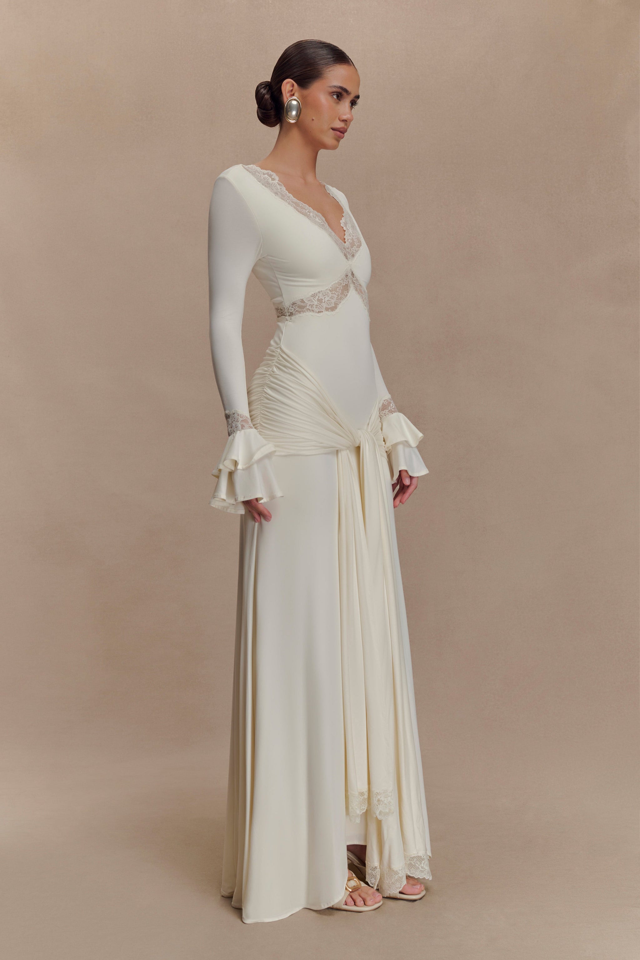 Slinky Lace Maxi Dress - Ivory