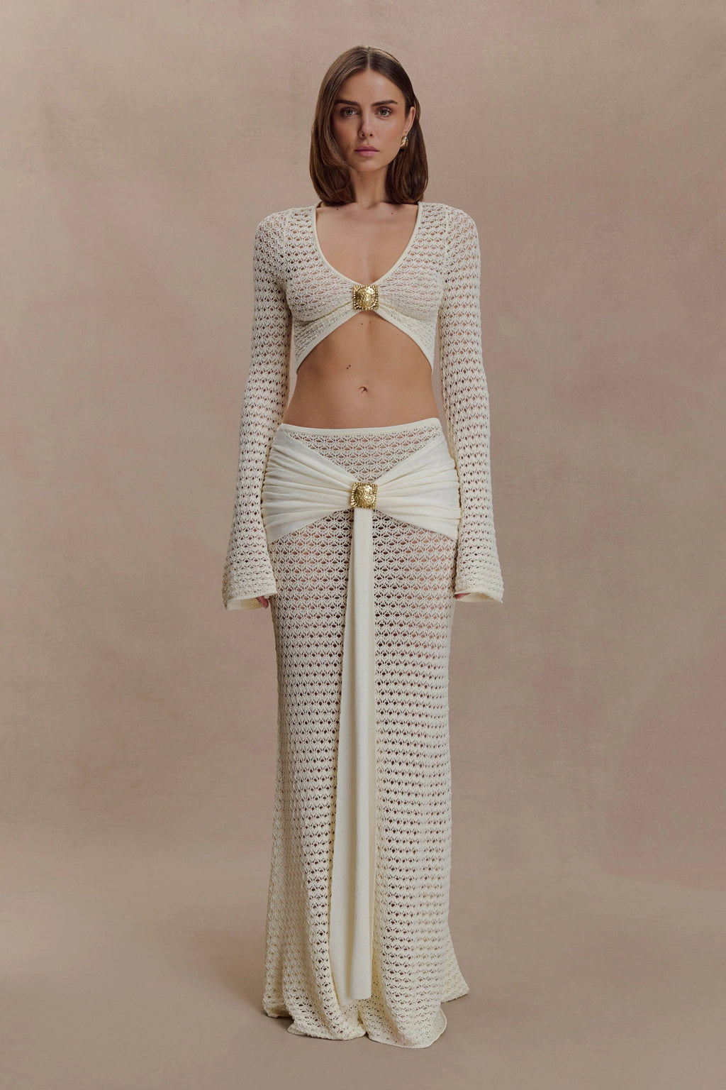 Ivory Mesh Whisper Cropped Top