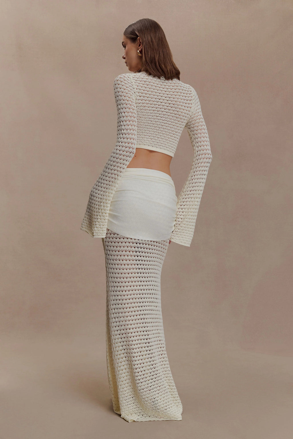 Ivory Mesh Whisper Maxi Skirt