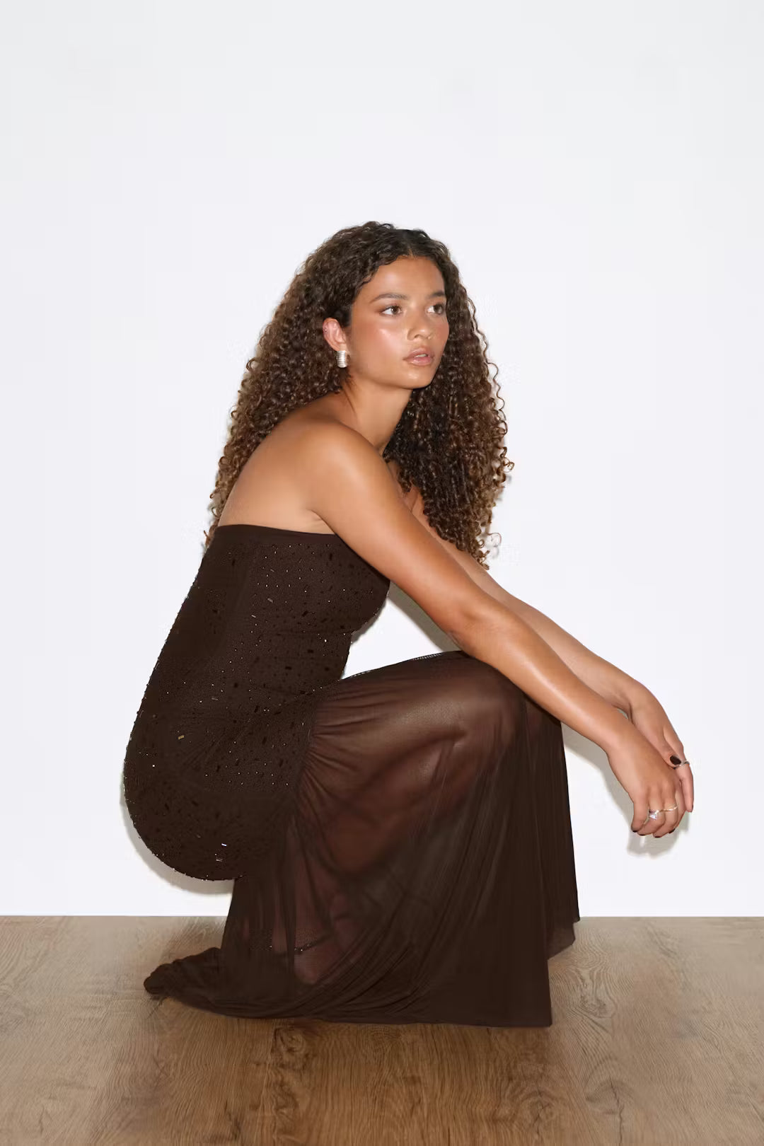 Amber Veil Strapless Gown