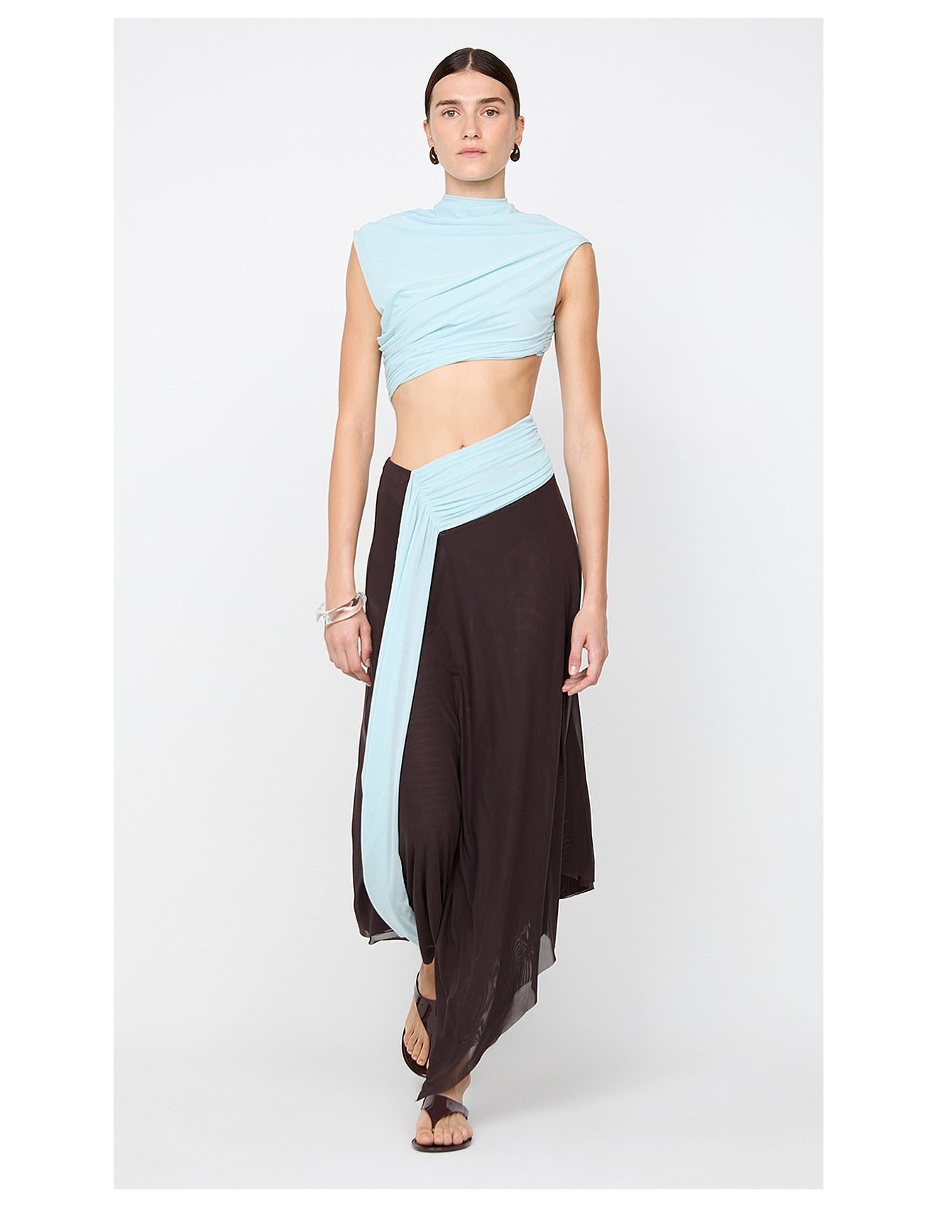 DH Early Spring Collection | "Aura" Two-Tone Draped Cutout Maxi Dress