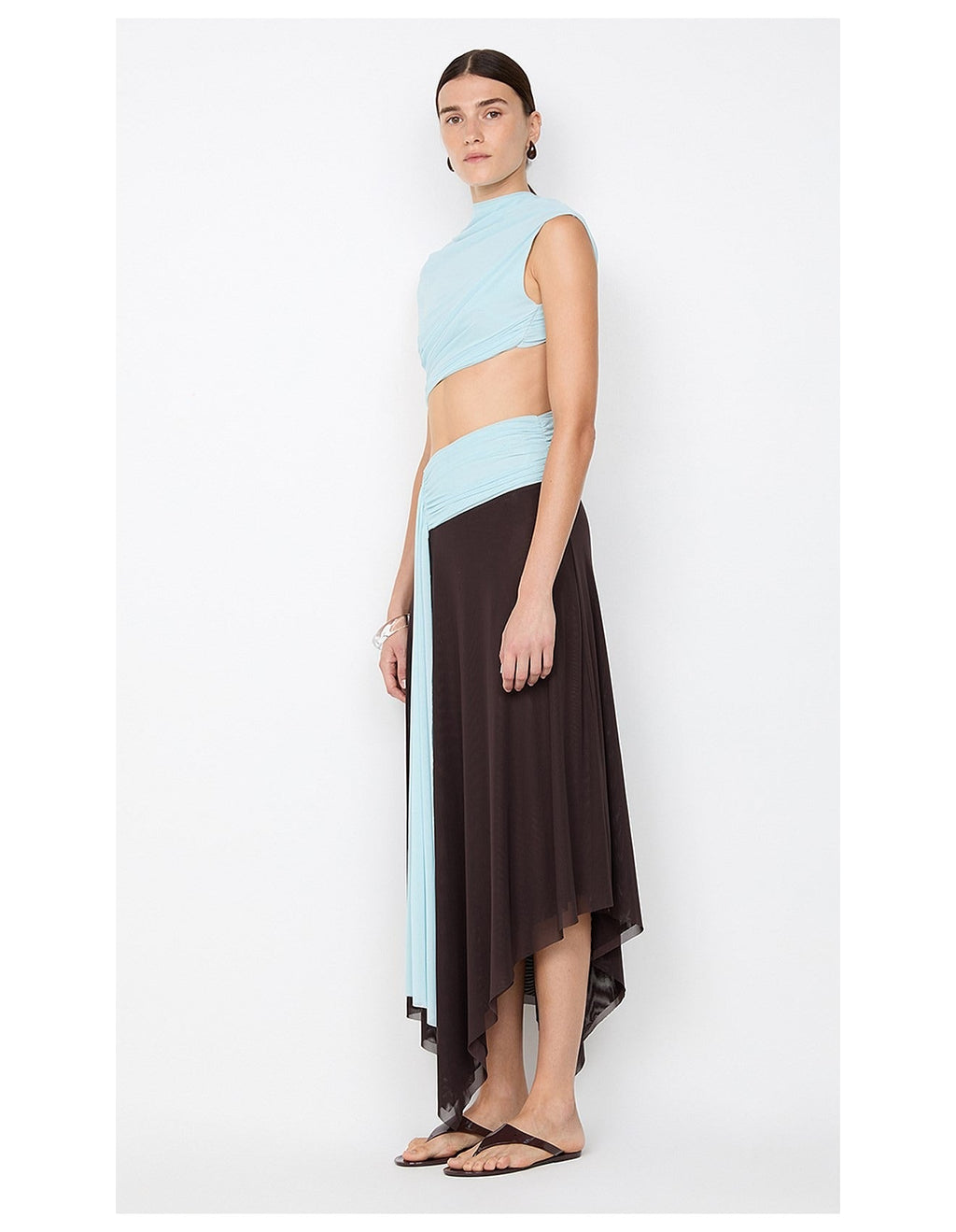 DH Early Spring Collection | "Aura" Two-Tone Draped Cutout Maxi Dress