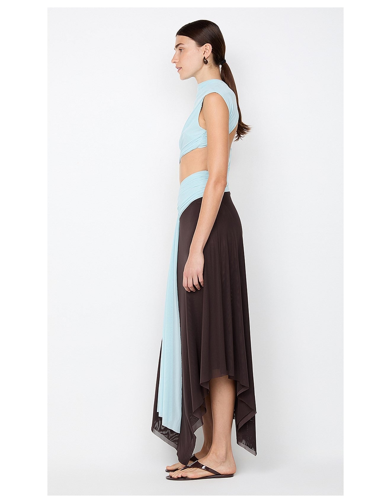 DH Early Spring Collection | "Aura" Two-Tone Draped Cutout Maxi Dress
