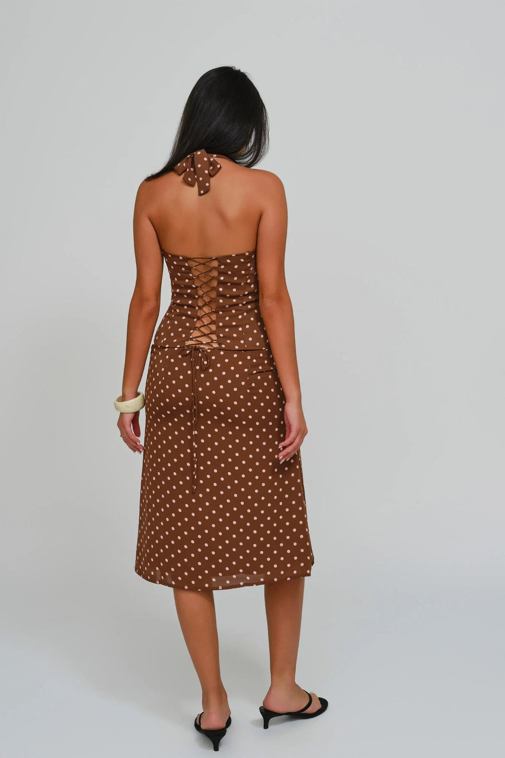 Cocoa Polka Dot Corset Top