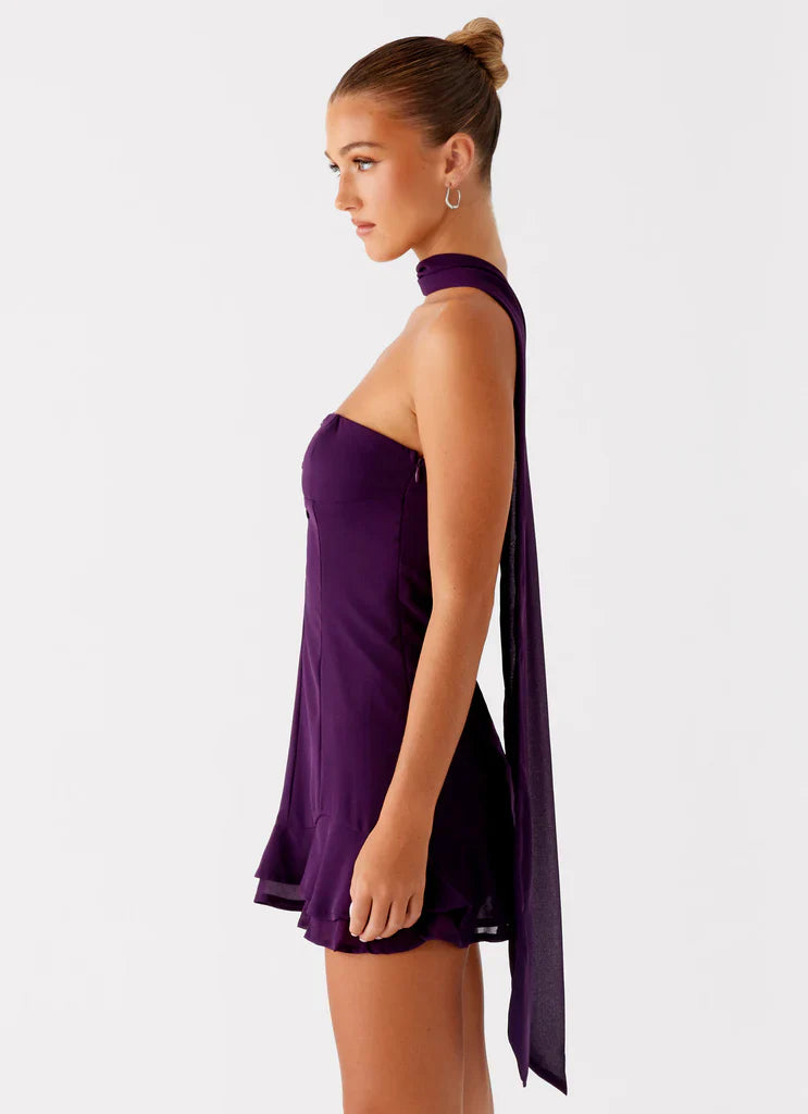 Violet Ruffle Muse Mini Dress