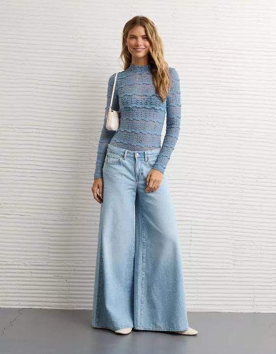 Mock Neck Lace Bodysuit