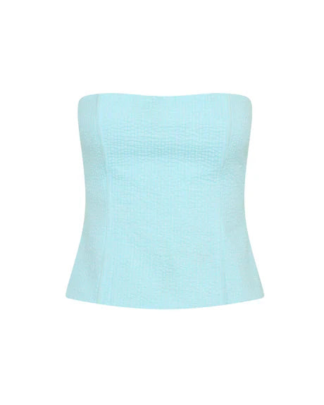 Sky Blue Lace-Up Strapless Corset Top
