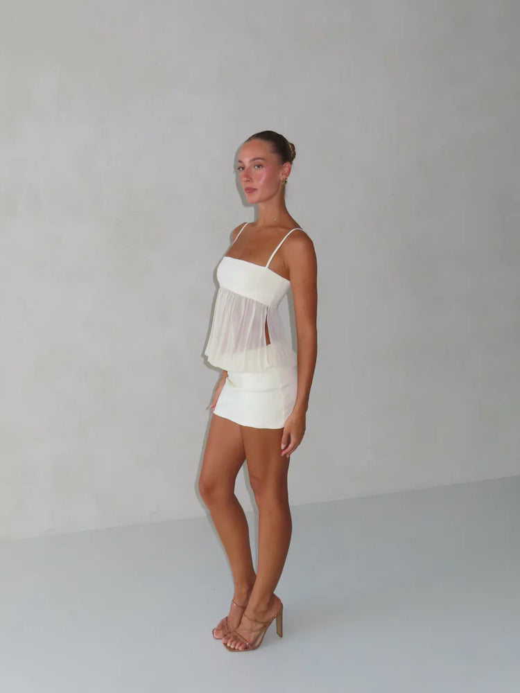 Ruched Sheer Bodycon Mini Dress