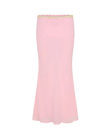Pink Bloom Mermaid Maxi Skirt