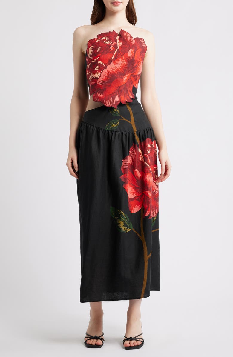 Rosalia Linen Blend Strapless Midi Dress
