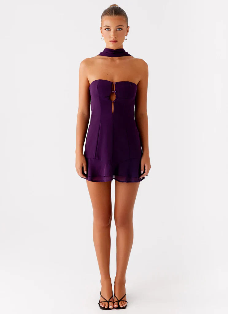 Violet Ruffle Muse Mini Dress