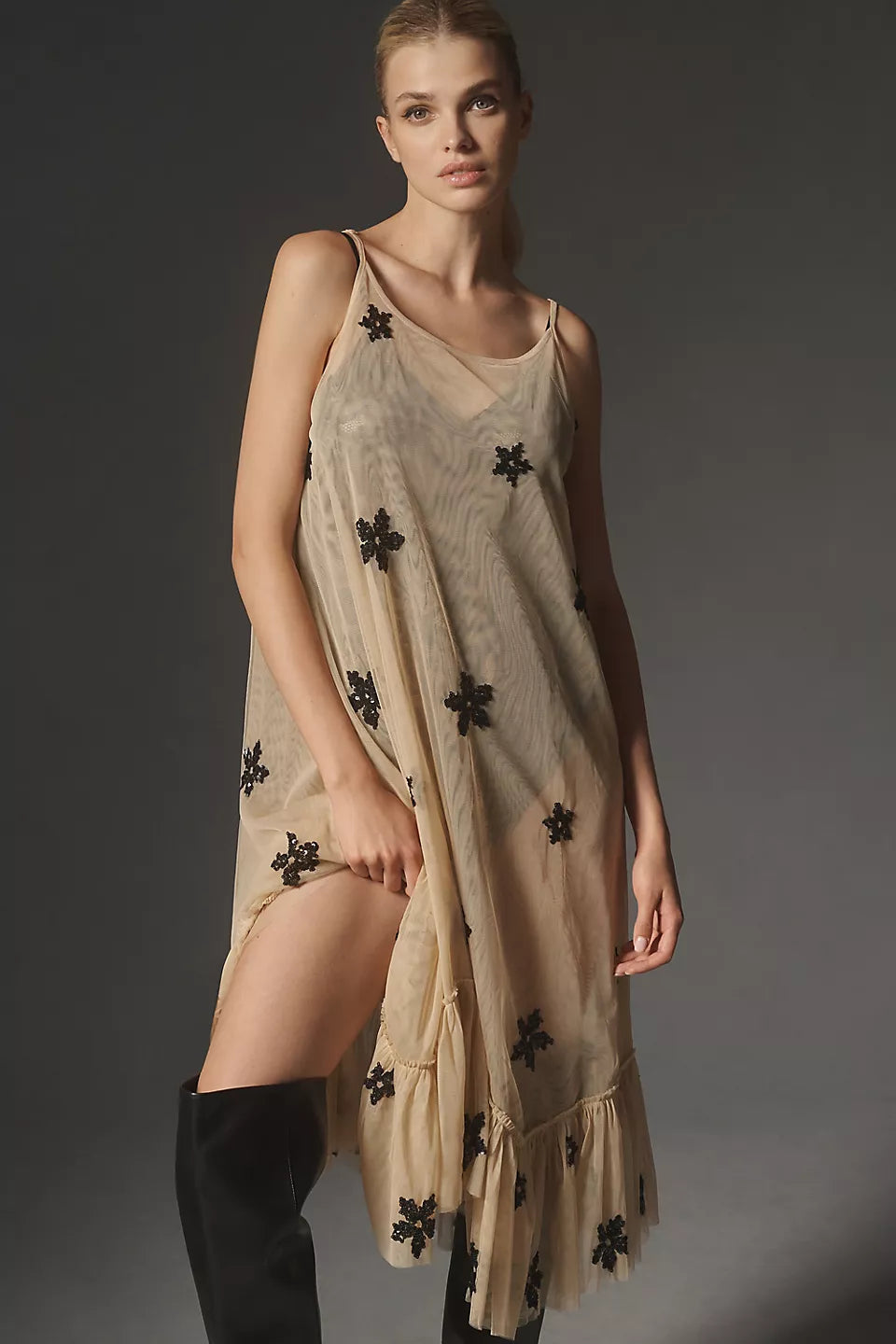 Sheer Embellished Tunic