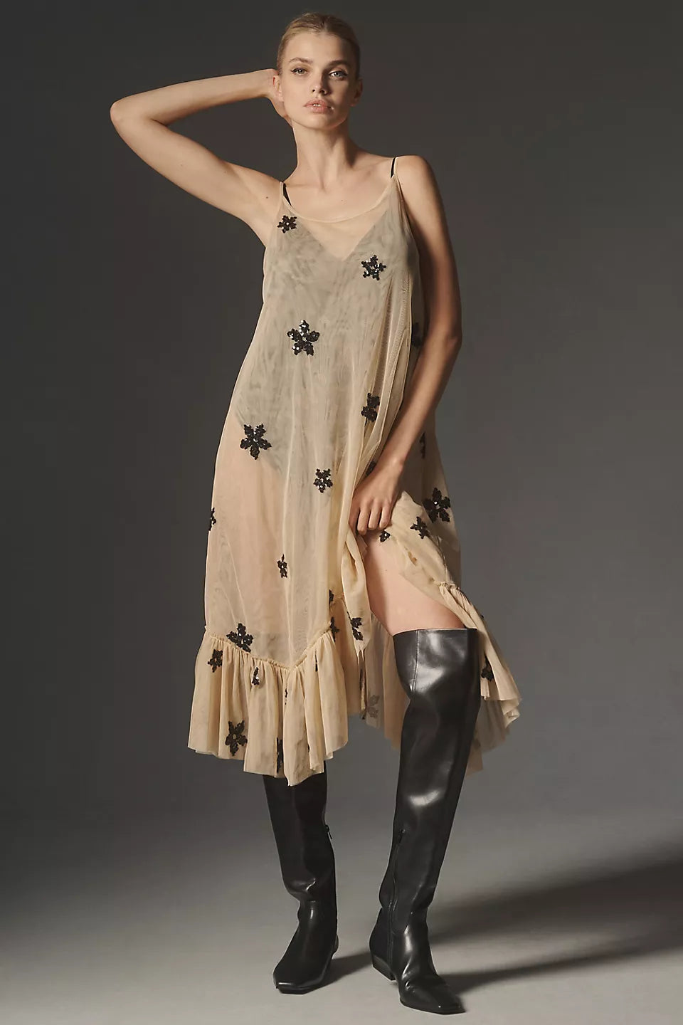 Sheer Embellished Tunic