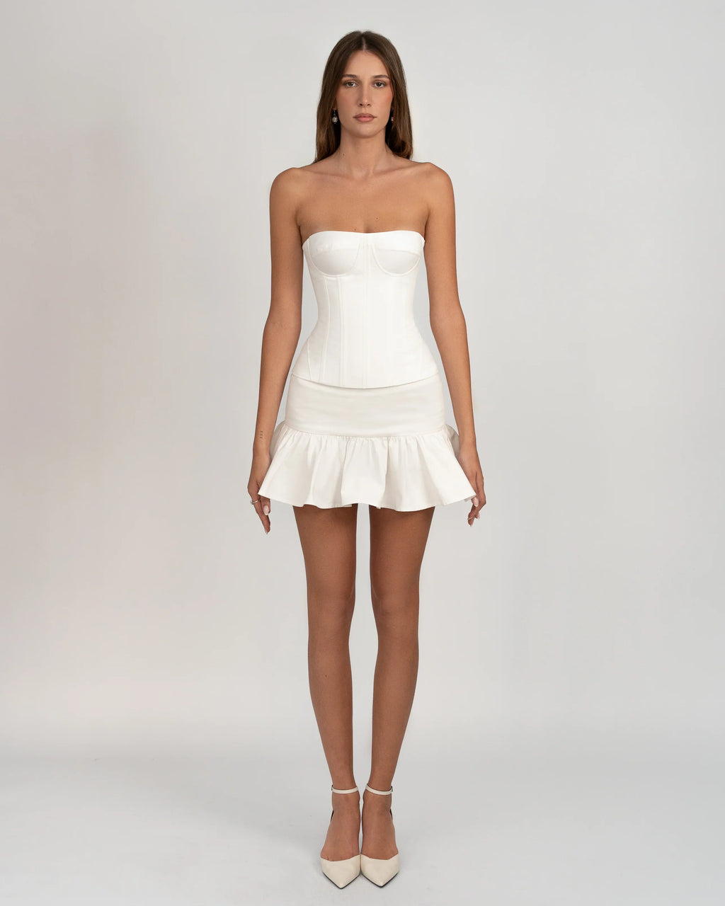 Ivory Lace-Up Strapless Corset