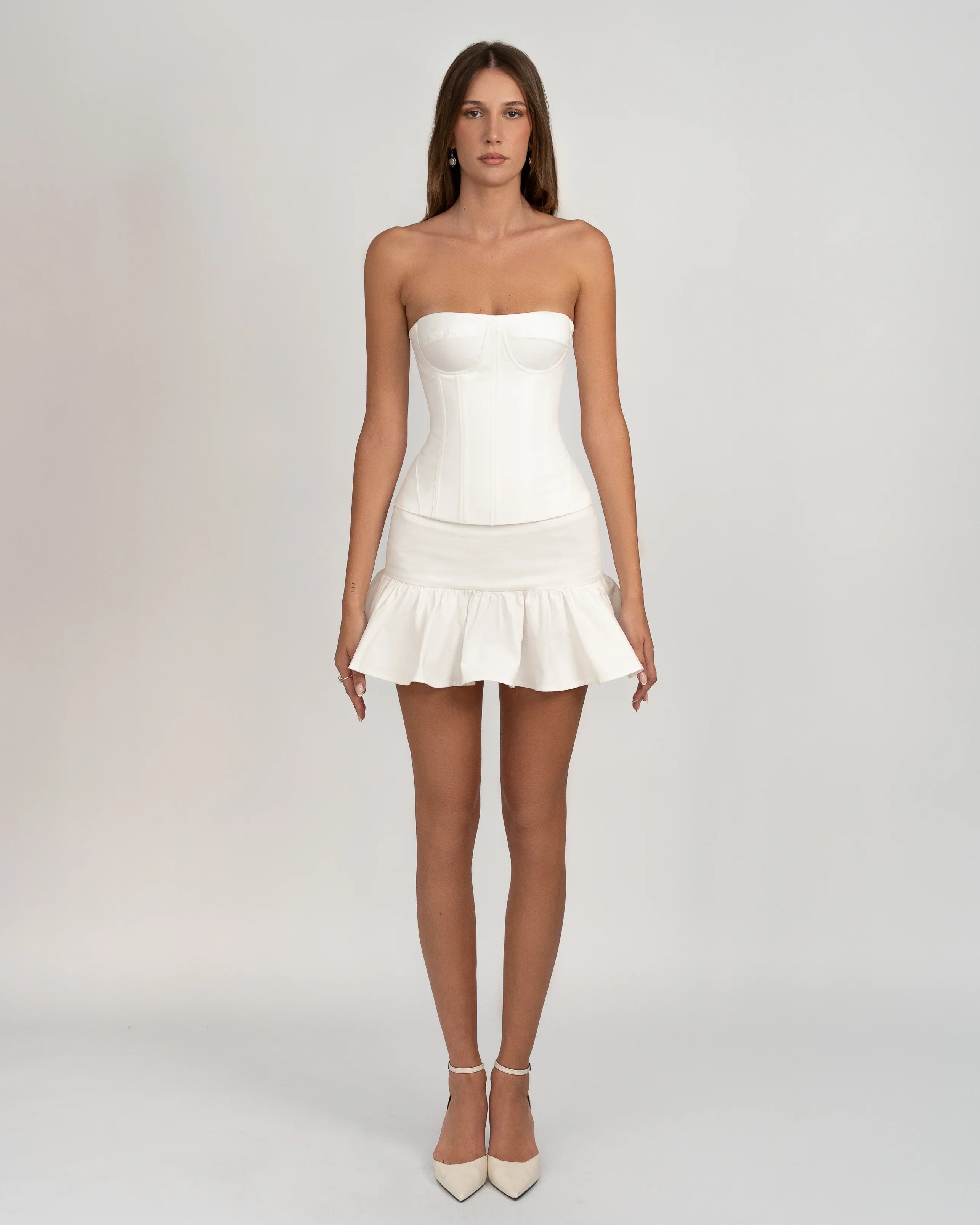 Ivory Lace-Up Strapless Corset