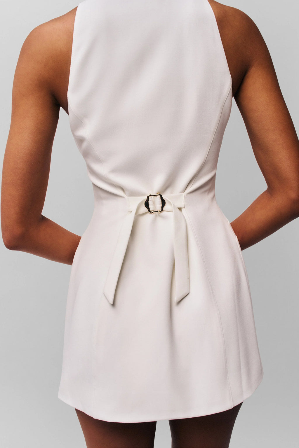 Ivory Buttoned Grace Mini Dress