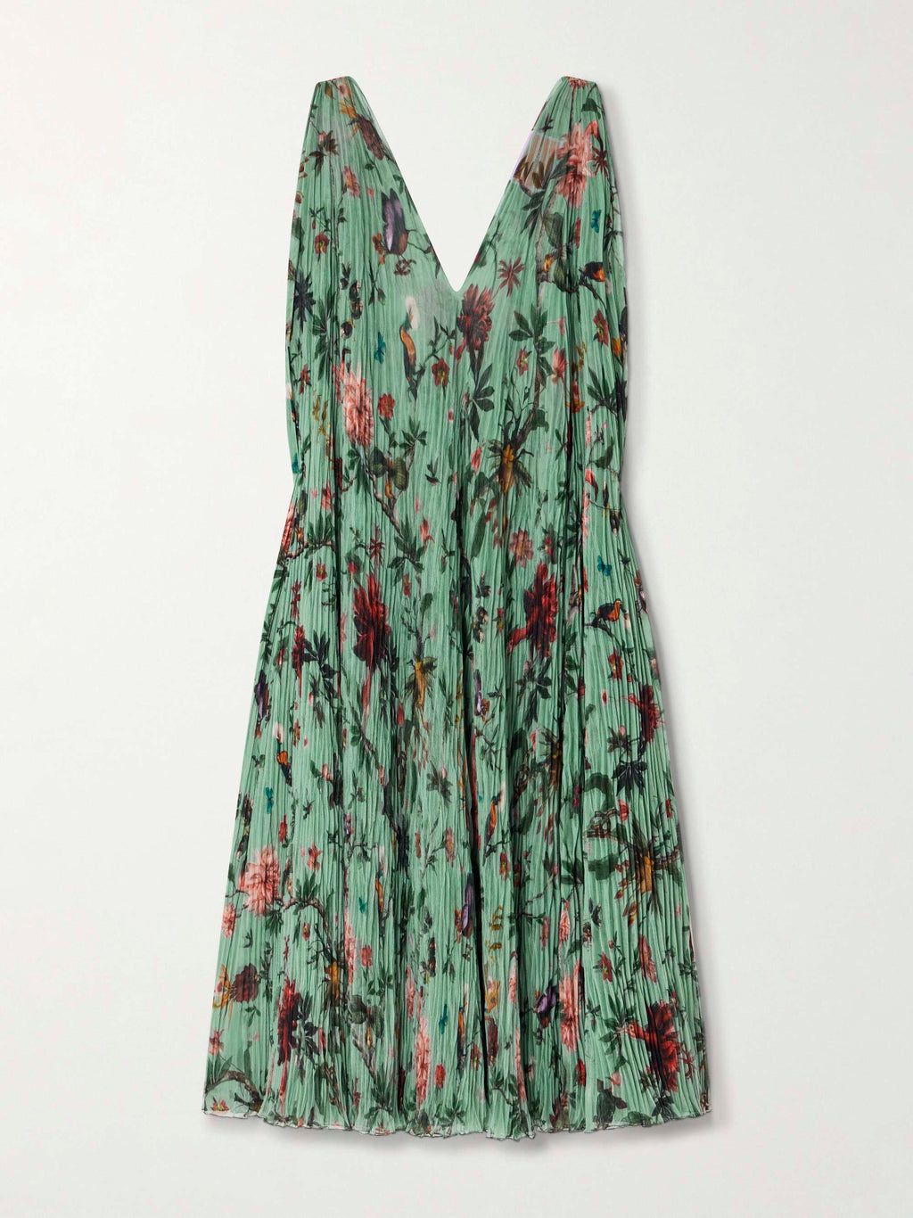 Twirling Floral-Print Plissé-Chiffon Maxi Dress