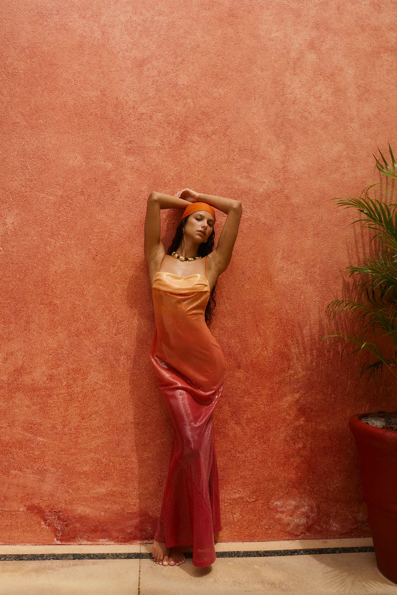Sunset Ember Sequin Gown