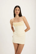 Cream 3D Floral Cami Crop Top