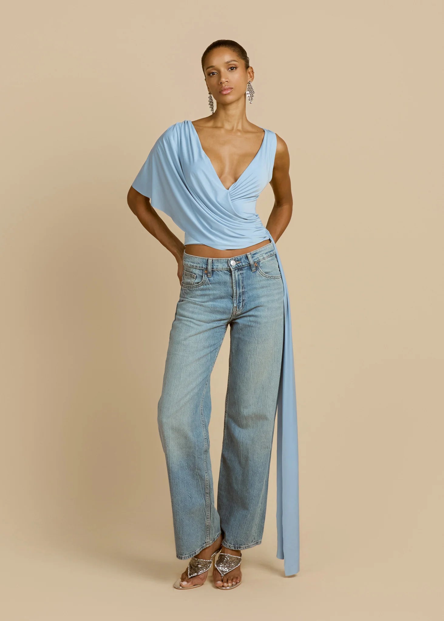 Sky Drift Asym Wrap Top