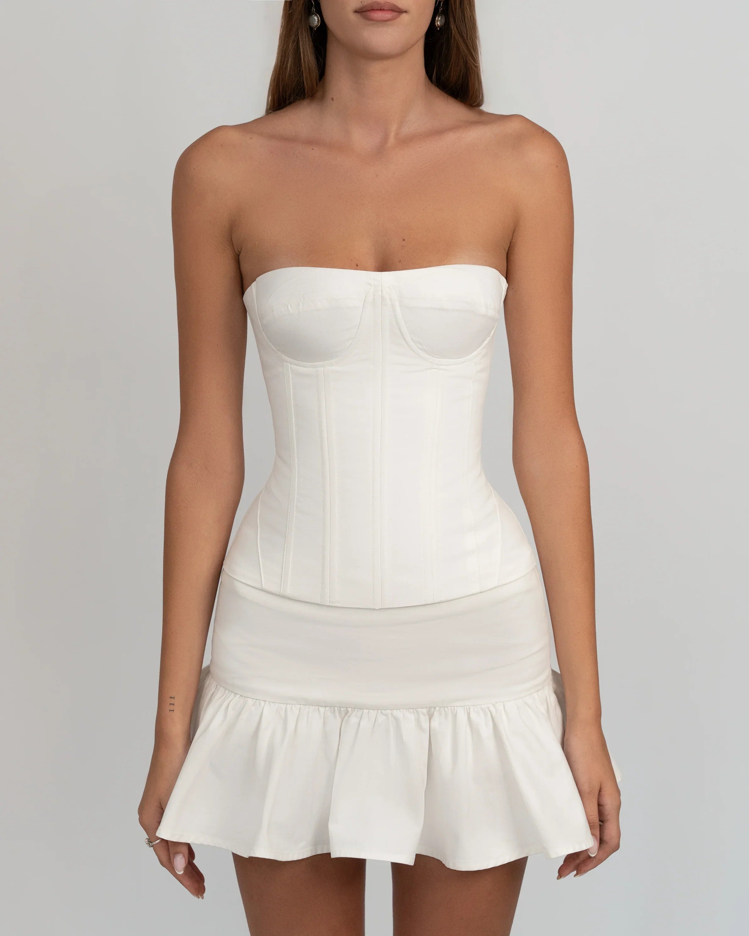 Ivory Lace-Up Strapless Corset