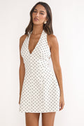 Halter Neck Mini Dress Polka Dot White