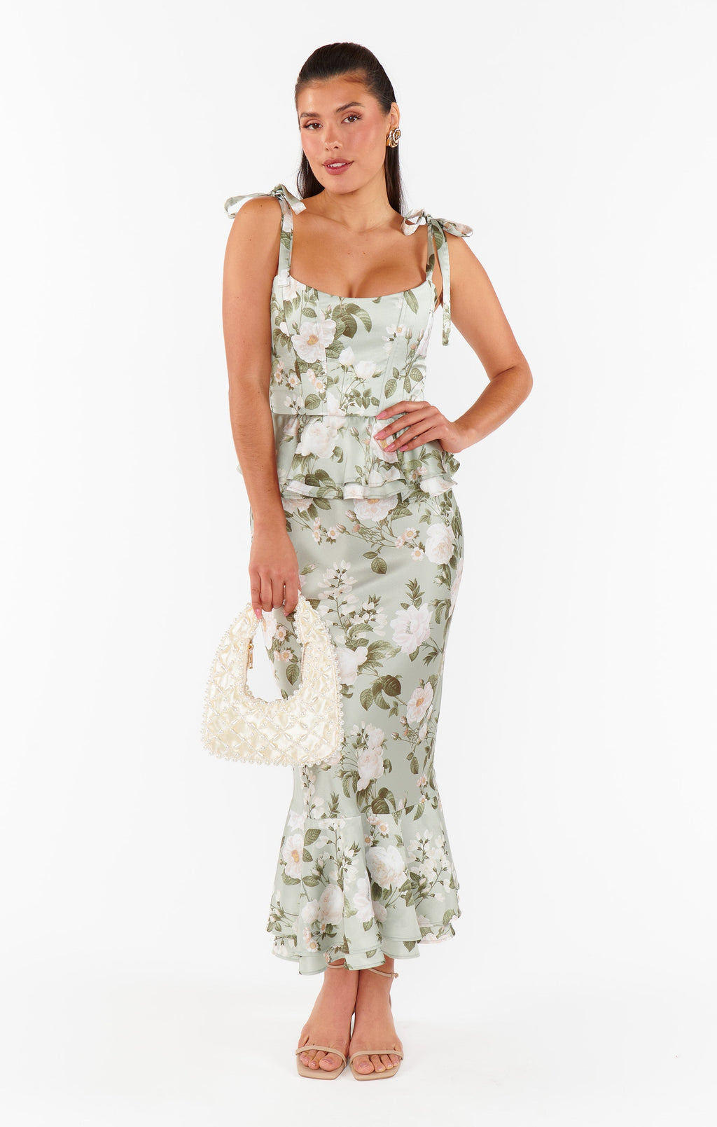DH Early Spring Collection | "Ethereal Garden" Floral Peplum Corset Maxi Dress